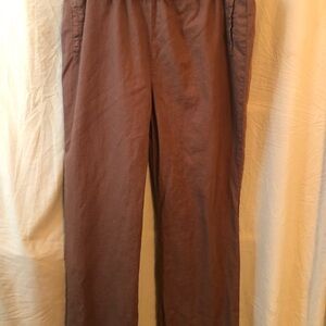 Brown Casual Linen Pants